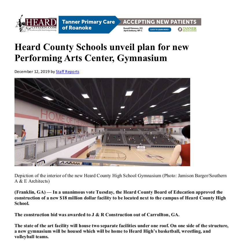 Heard County Schools unveil plan for new Performing Arts Center, Gymnasium
